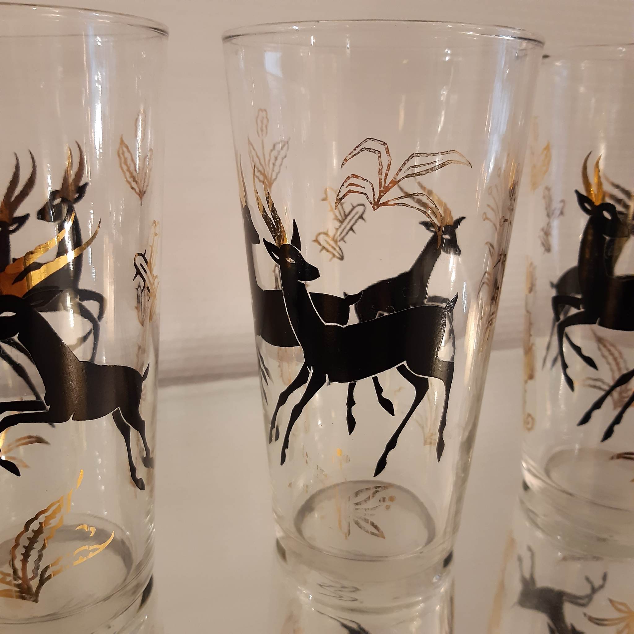 Rare golden black antelope glasses 50s