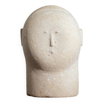 Buste masculin sculpté moderniste en grès