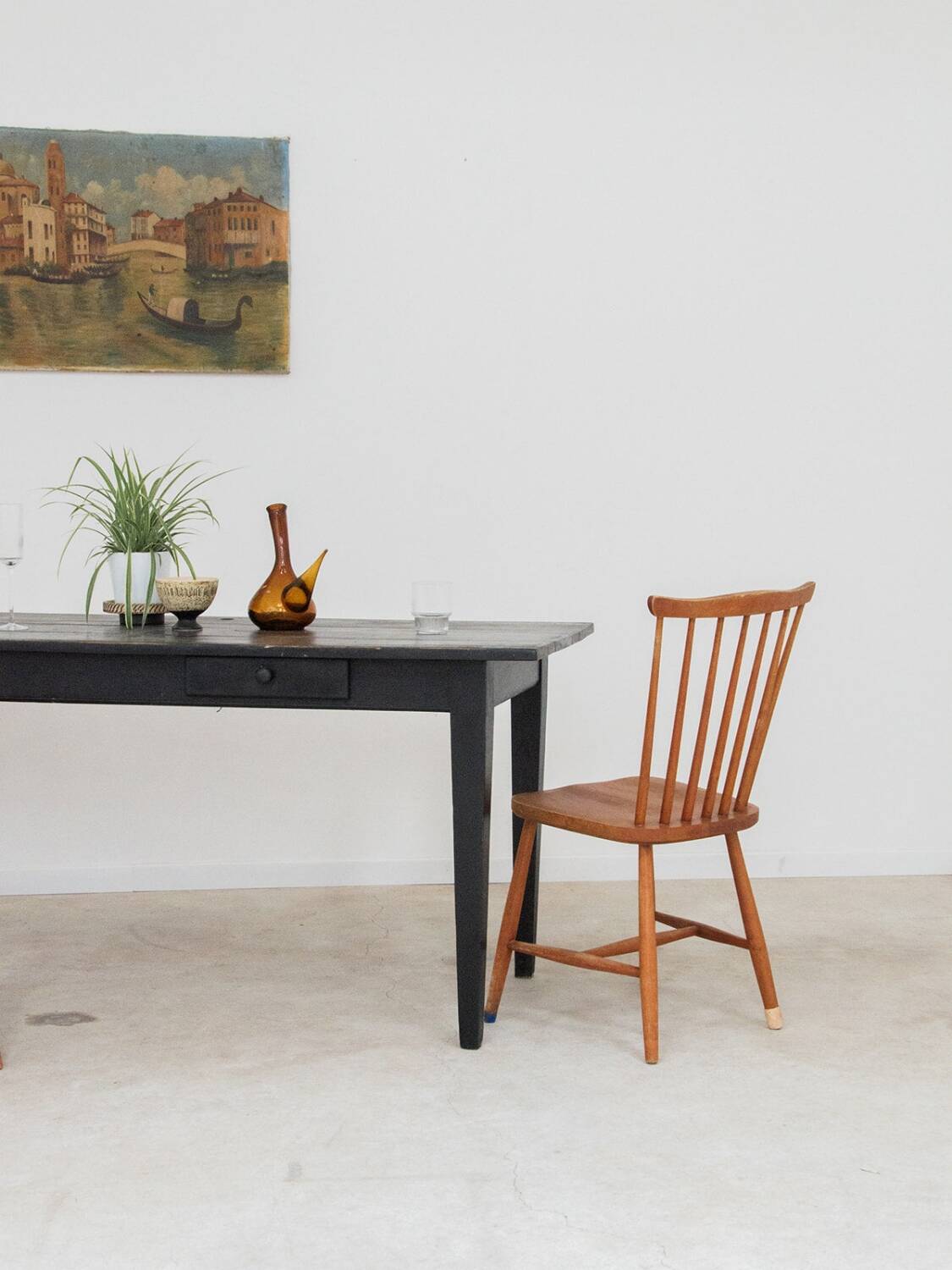 Large black farmhouse table 1950