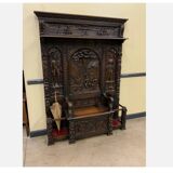 Antique impressive wardrobe with bench trunk.