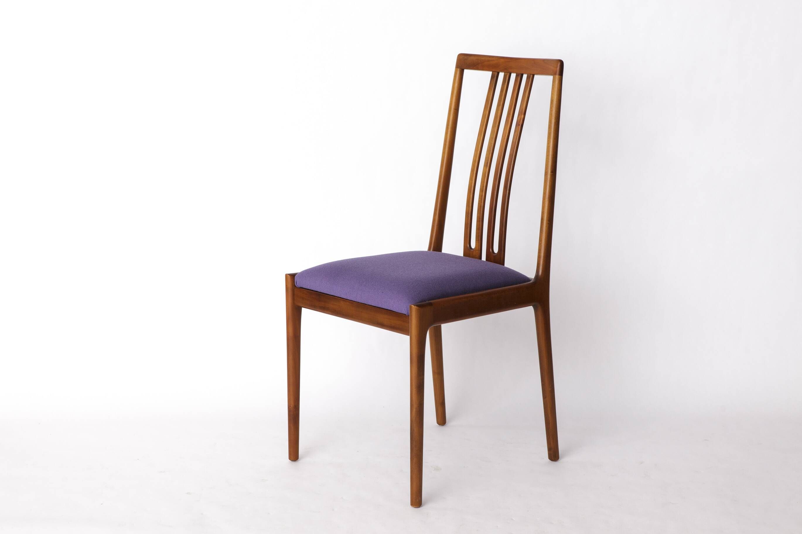 Set of 8 Vintage Chairs by Lübke – 1960s-70s Beech Wood & Violet Textile