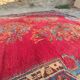 Tapis d'Orient vintage en laine noué main rouge et bleu