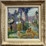 Pastel painting on wove paper Art Deco period around 1930