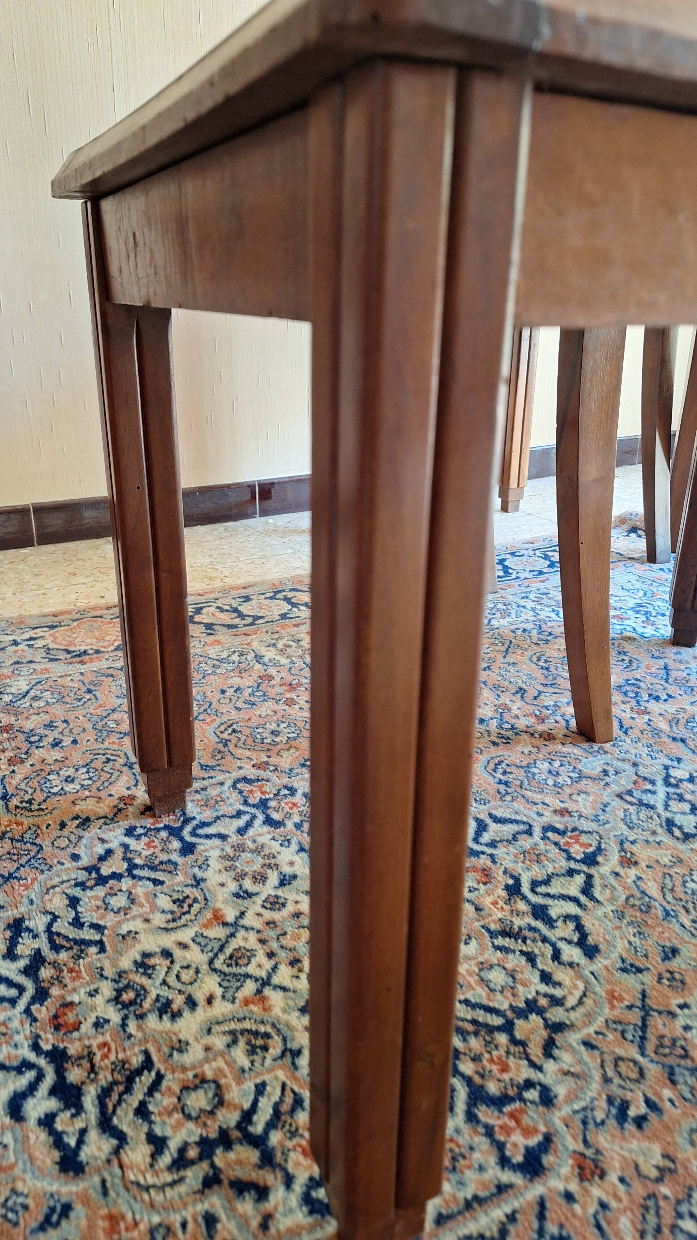Set of 6 beautiful caned chairs in solid walnut Art Deco style.