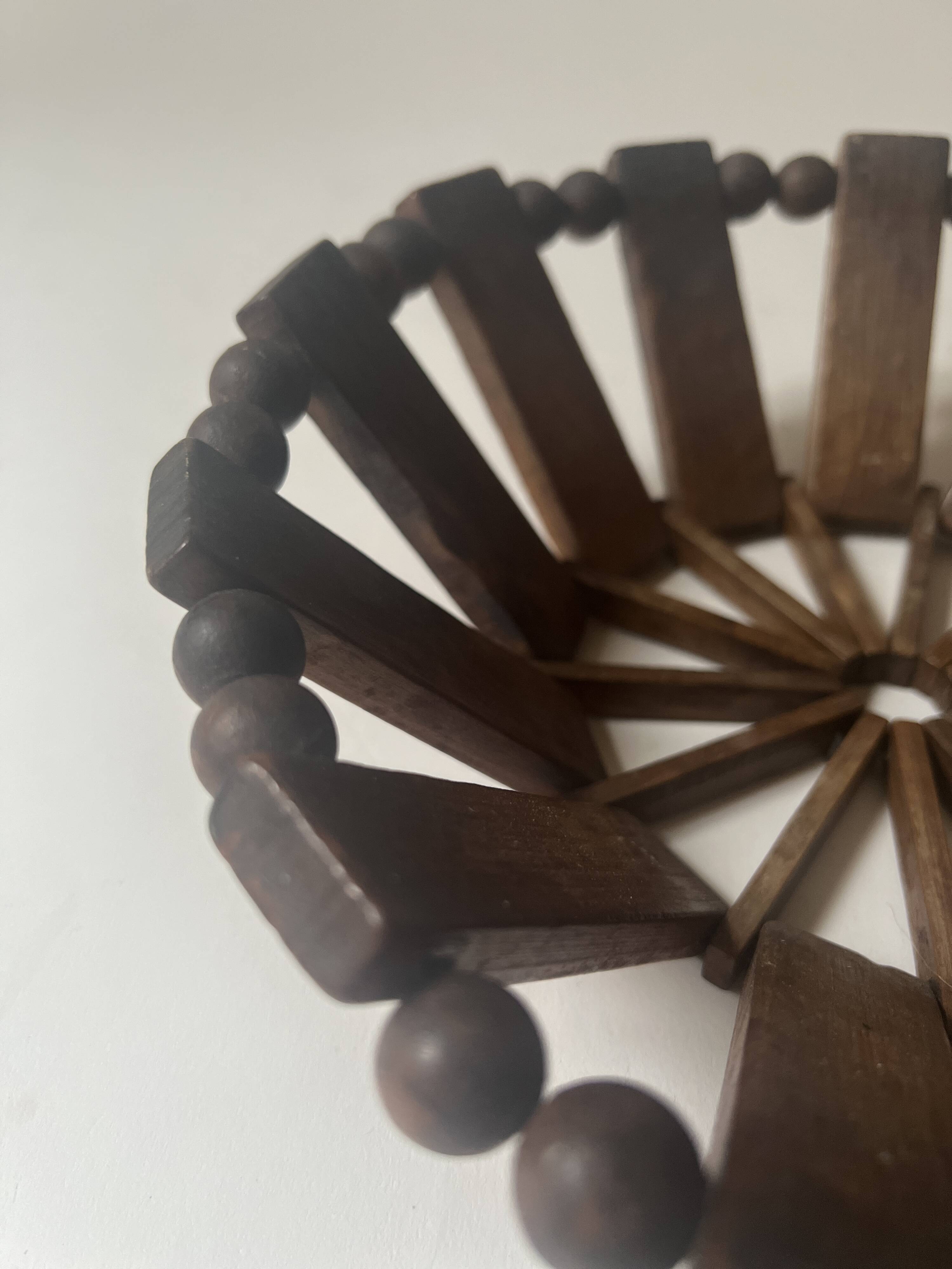 Turned wooden fruit basket/bowl, France 1970