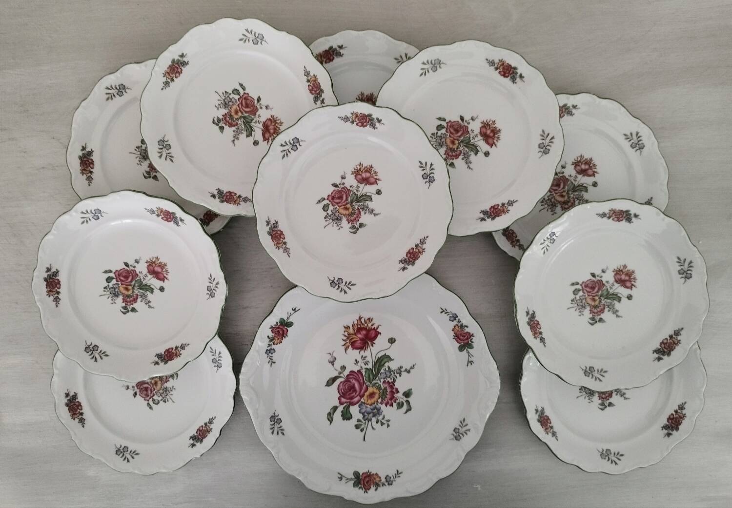Service cake dessert dish and plates euro porcelain old colmar model
