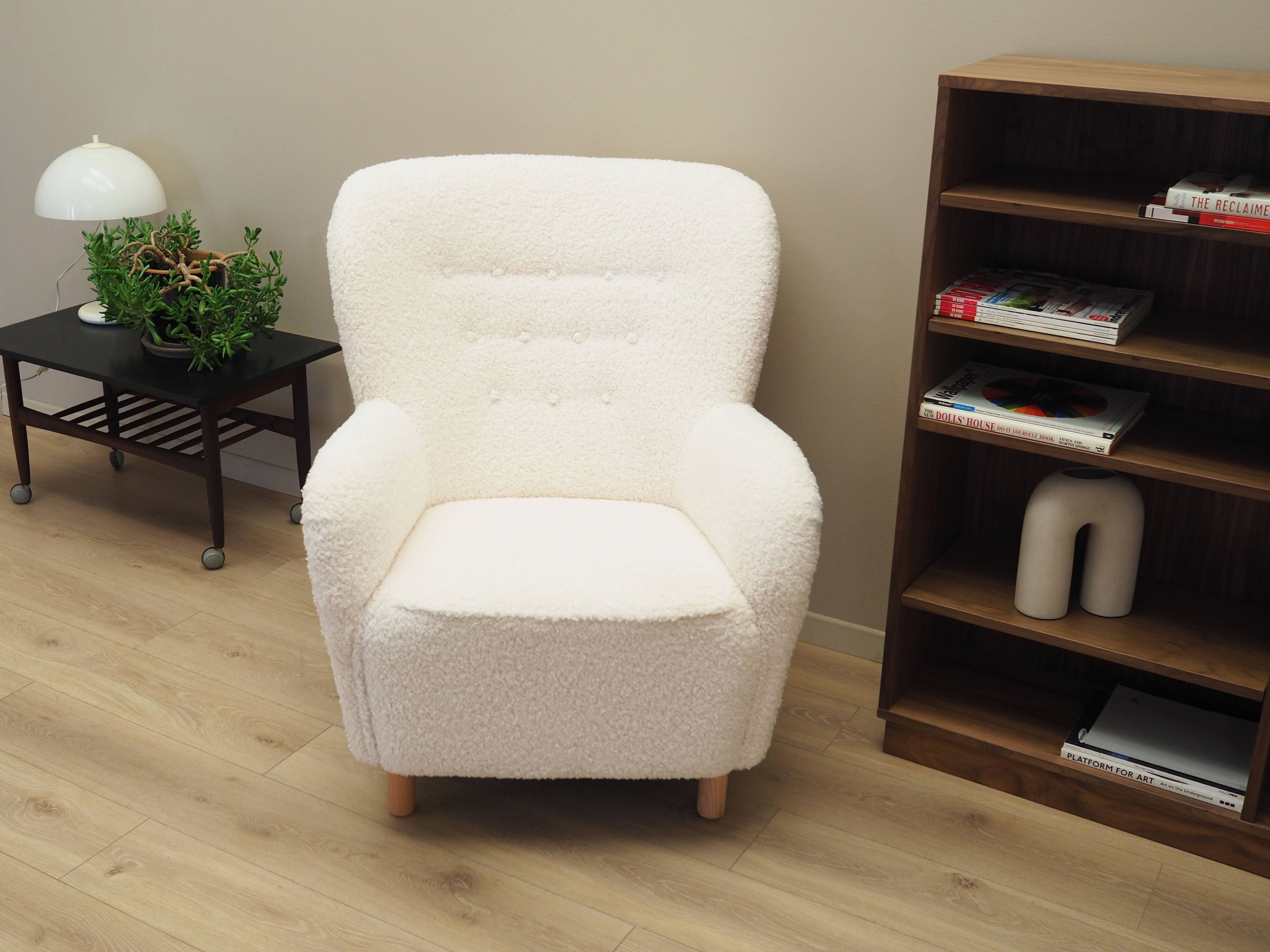 White armchair, Scandinavian design, production: Denmark