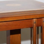 Edwardian revolving library in burl walnut with Sheraton inlay circa 1900