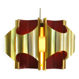 Gold and Orange Pendant Lamp by Bent Karlby for Lyfa, Denmark, 1960's
