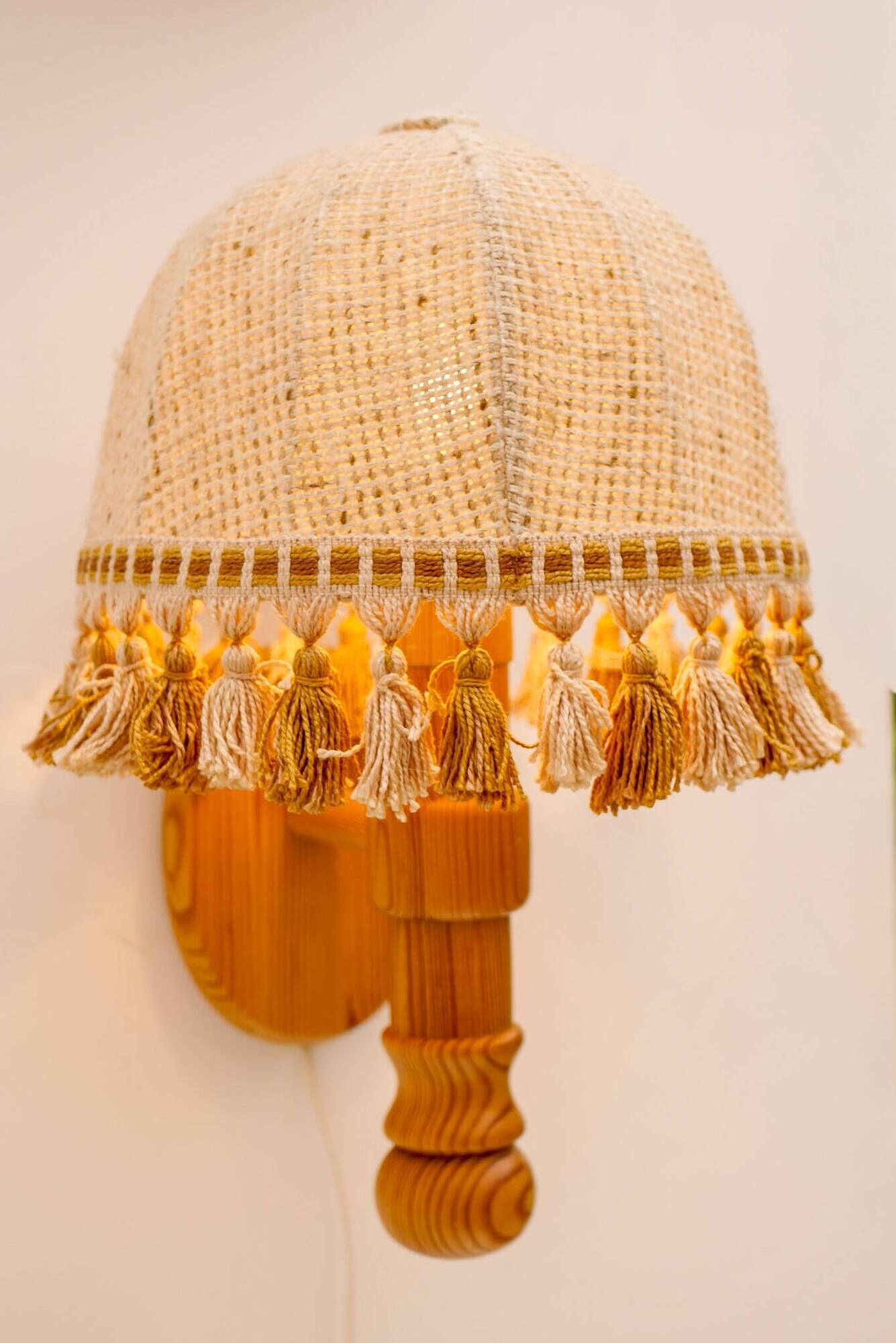 1970s Scandinavian Wall Sconce by Solbackens Svarveri in Pine