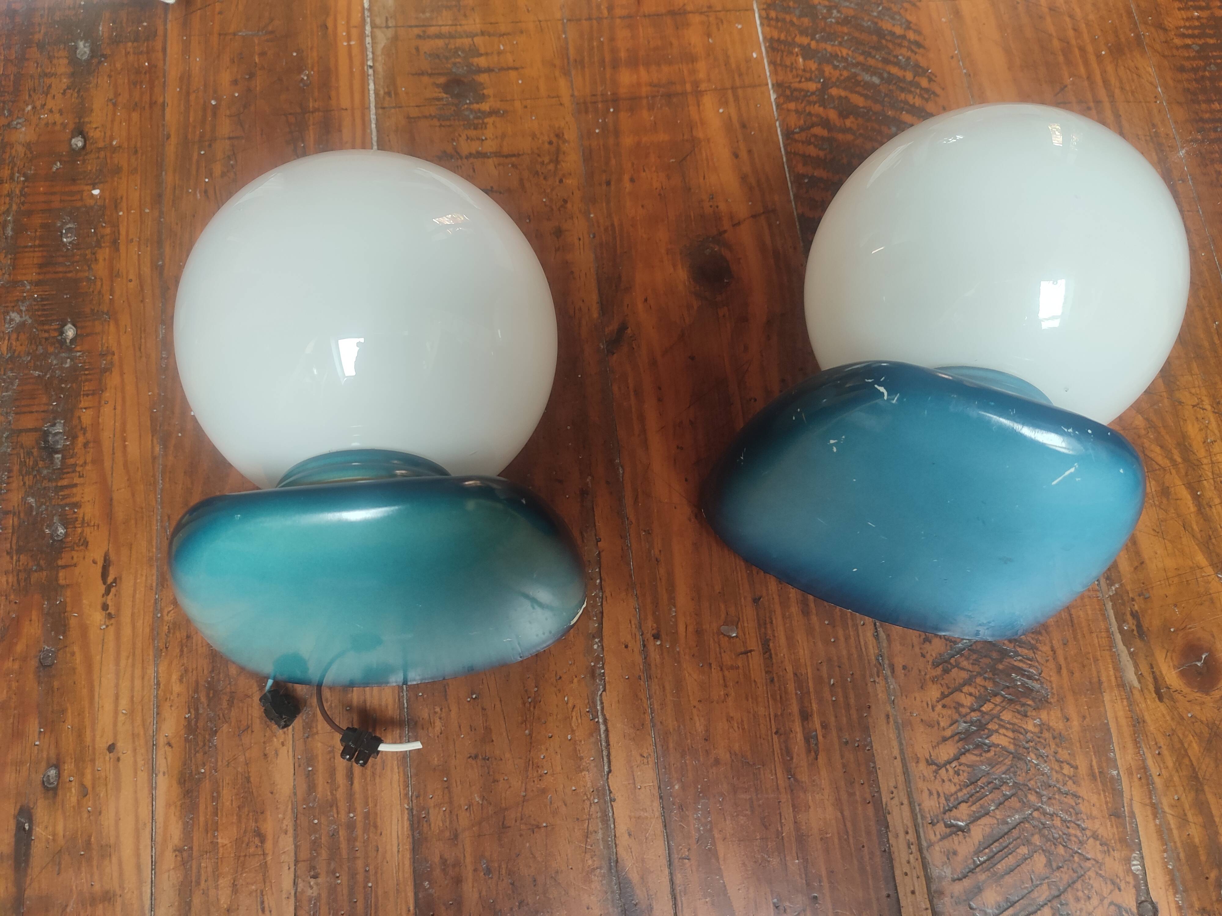 Rare pair of 70s wall lights