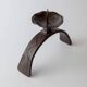 Vintage wrought iron candlestick from the 1960s, sculptural relief pattern for pillar candle, rustic Mid-Century metal, elegant gift idea.