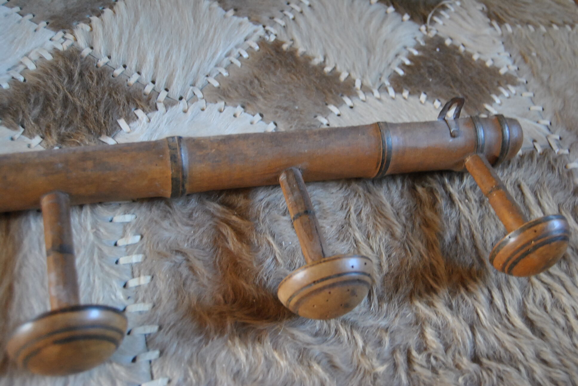 Patère 6 wooden crochet early XXeme