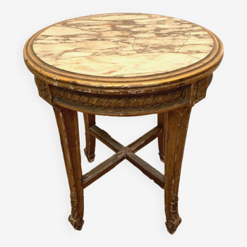 Louis XV style pedestal table in wood and gilded stucco 20th century