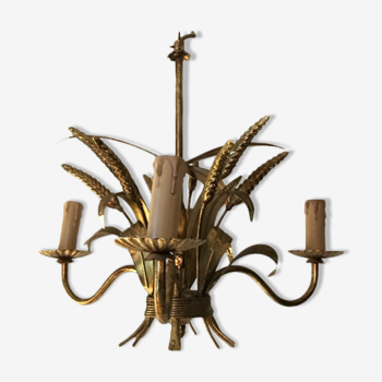 Chandelier and pair of wall sconces of wheat