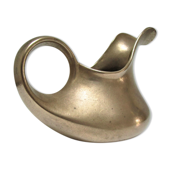 Sculptural pitcher cast iron solid vintage brass