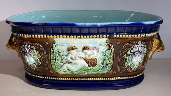 Barbotine, cache pot , XIX siècle début XX siècle