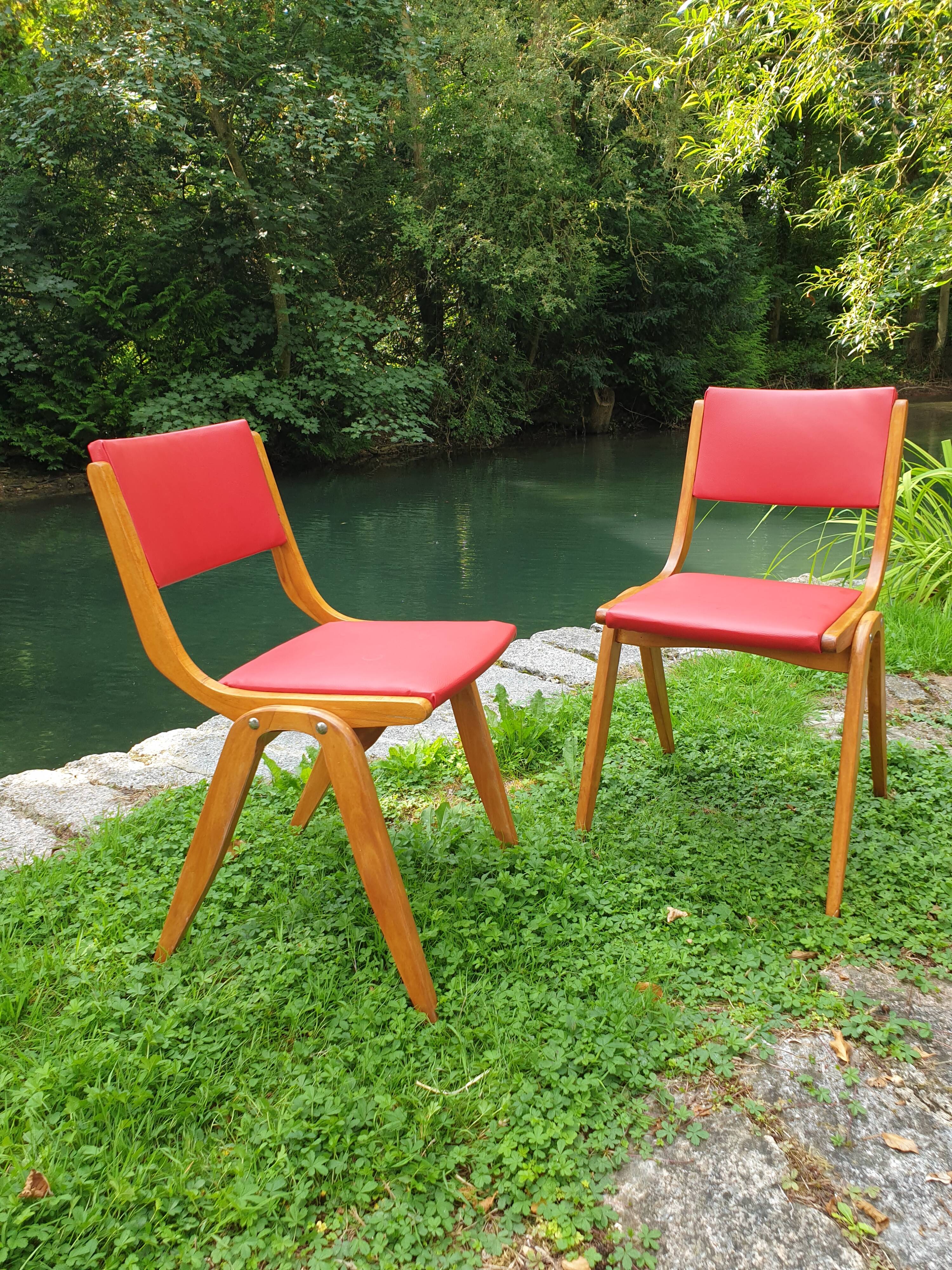 Pair of Mid-Century Boomerang Chairs
