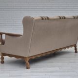 1970s, Danish 3-seater sofa, furniture wool fabric, oak wood, original.