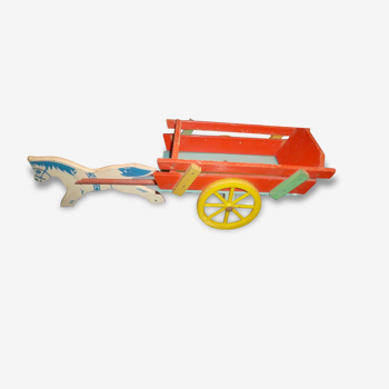 Toy horse 1950 60 cart wood