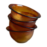 4 amber glass ear bowls