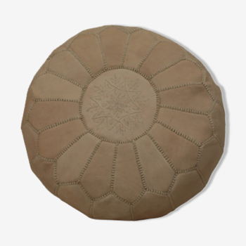 Moroccan pouf in natural leather