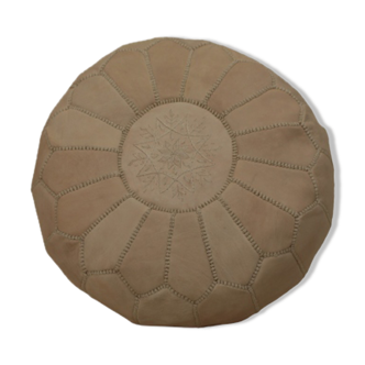 Pouf marocain en cuir naturel