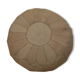 Moroccan pouf in natural leather