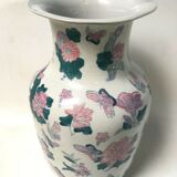 Vase Chine decor floral butterfly pink chinese antique pot