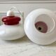 Duo de suspensions en opaline blanche et rouge années 50