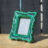 Green ceramic photo frame, vintage ceramic frame, photo frame, interior decoration