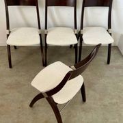 Set of 4 vintage 70s Italian design wooden and terry chairs