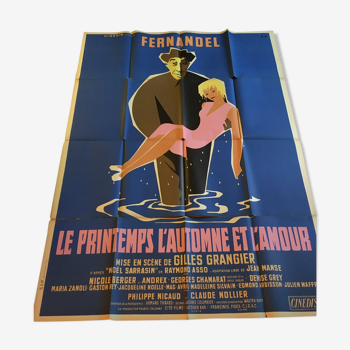 Affiche de cinéma 120x160 "Le Printemps, l'Automne et l'Amour" avec Fernandel 1955