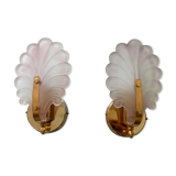 Paire d'appliques feuille verre