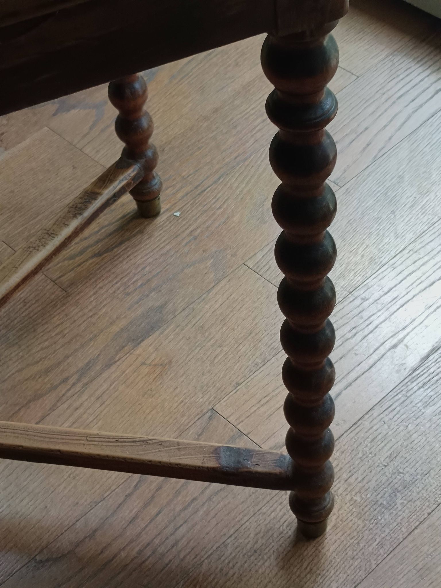 Antique solid walnut table with turned legs, france, late 19th century
