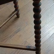 Antique solid walnut table with turned legs, france, late 19th century