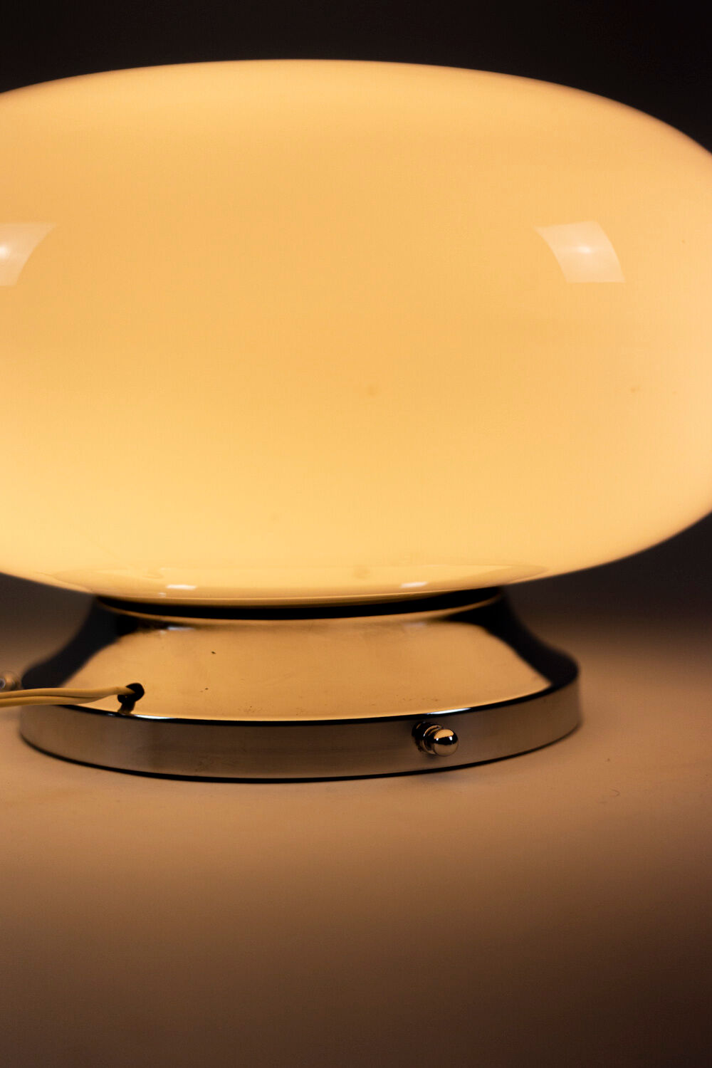 White opaline and chrome metal lamp, 1970s