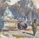 André Duculty (1912-1990) Watercolor on paper "The Tuileries Garden in Paris" Signed below