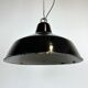 Industrial black enamel factory lamp with iron top, 1960s
