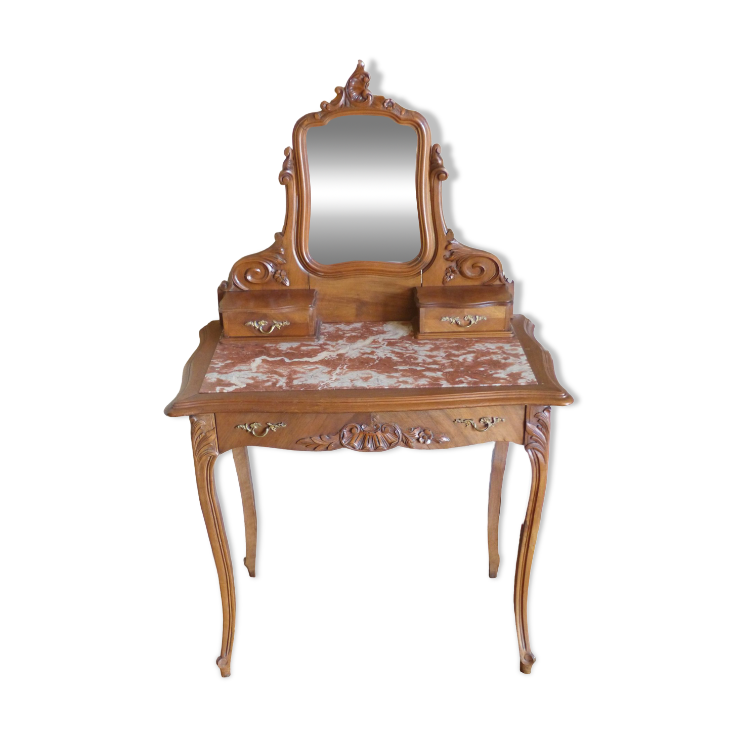 WALNUT DRESSING TABLE SCULPTS STYLE LOUIS XV ROCAILLE 1900