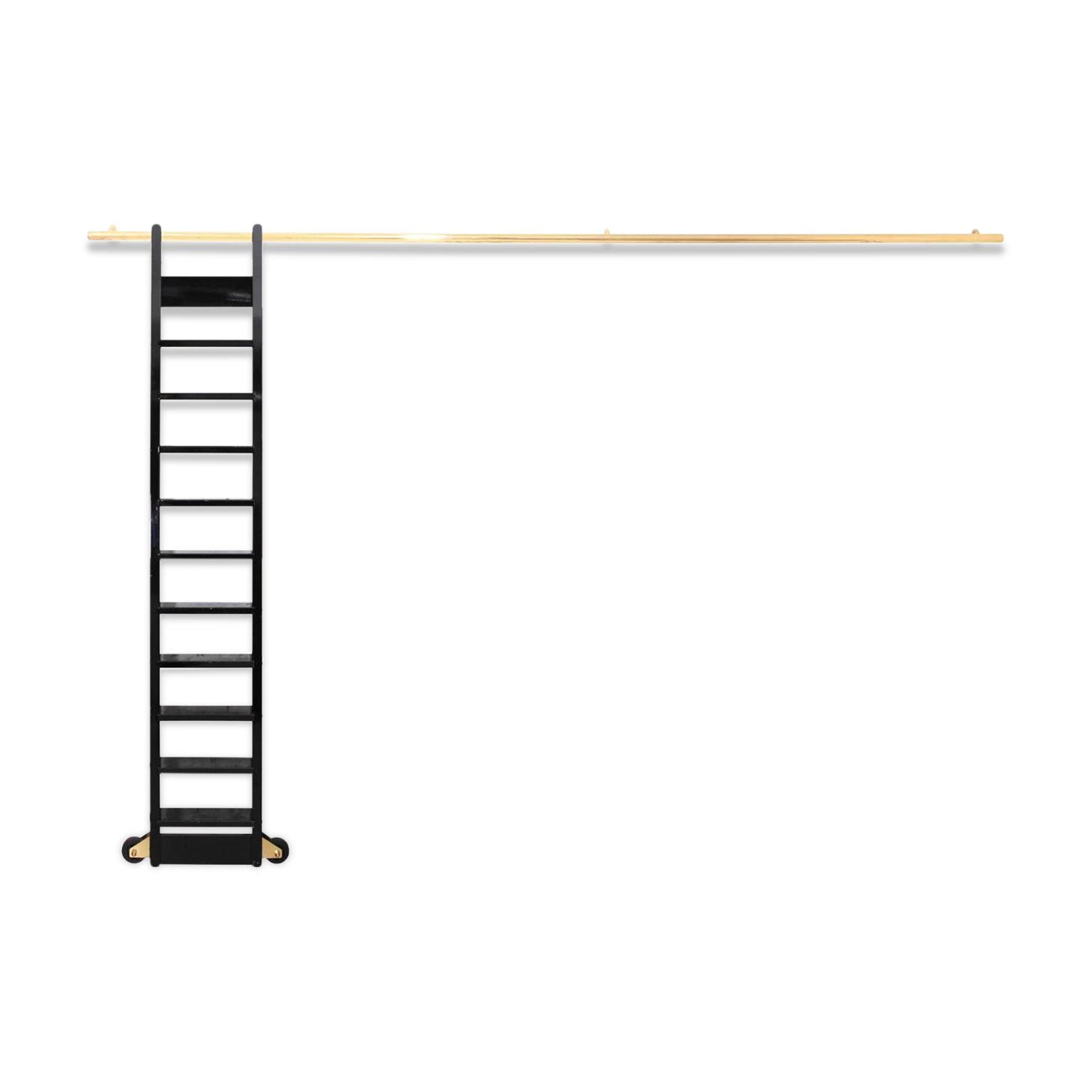 Scale of black lacquered library brass rail