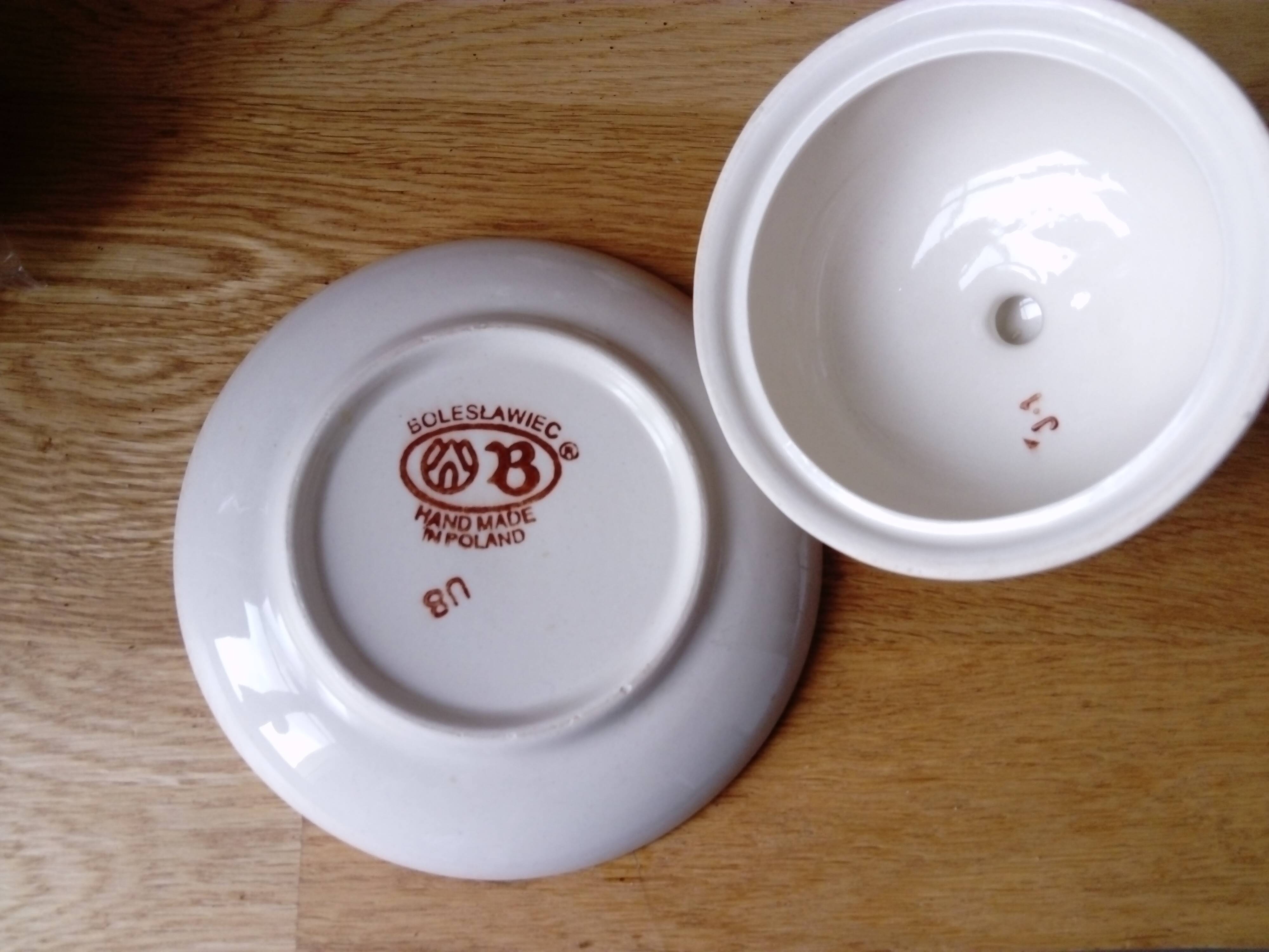 Hand-painted ceramic bell butter dish. Poland