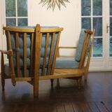 Fan bench by Guillerme and Chambron reupholstered