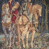 Tapisserie d'Halluin "Le Depart Des Chevaliers" au point de Loiselles