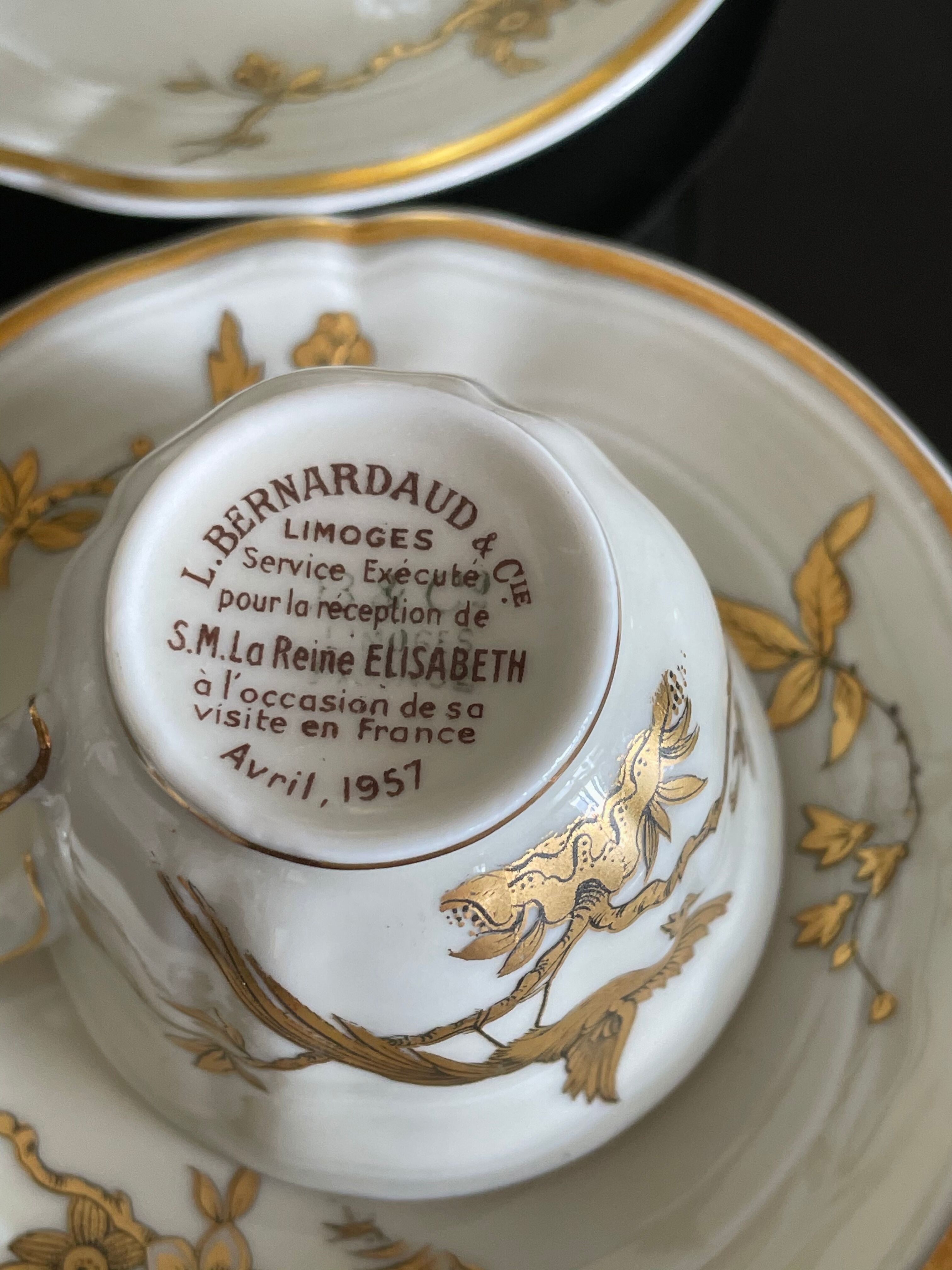 Coffee service Bernardaud Limoges Reine Elisabeth 1957