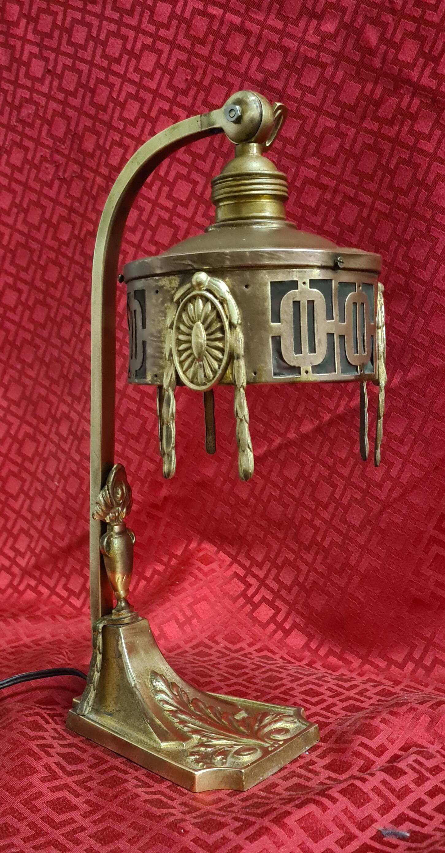 1900 bronze and brass art nouveau lamp, inspired by Napoleon 3, 35x18