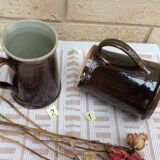 Set of 2 pitchers with enamelled sandstone spout, 50s