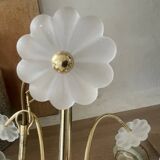 Frosted shell and gilded metal chandelier