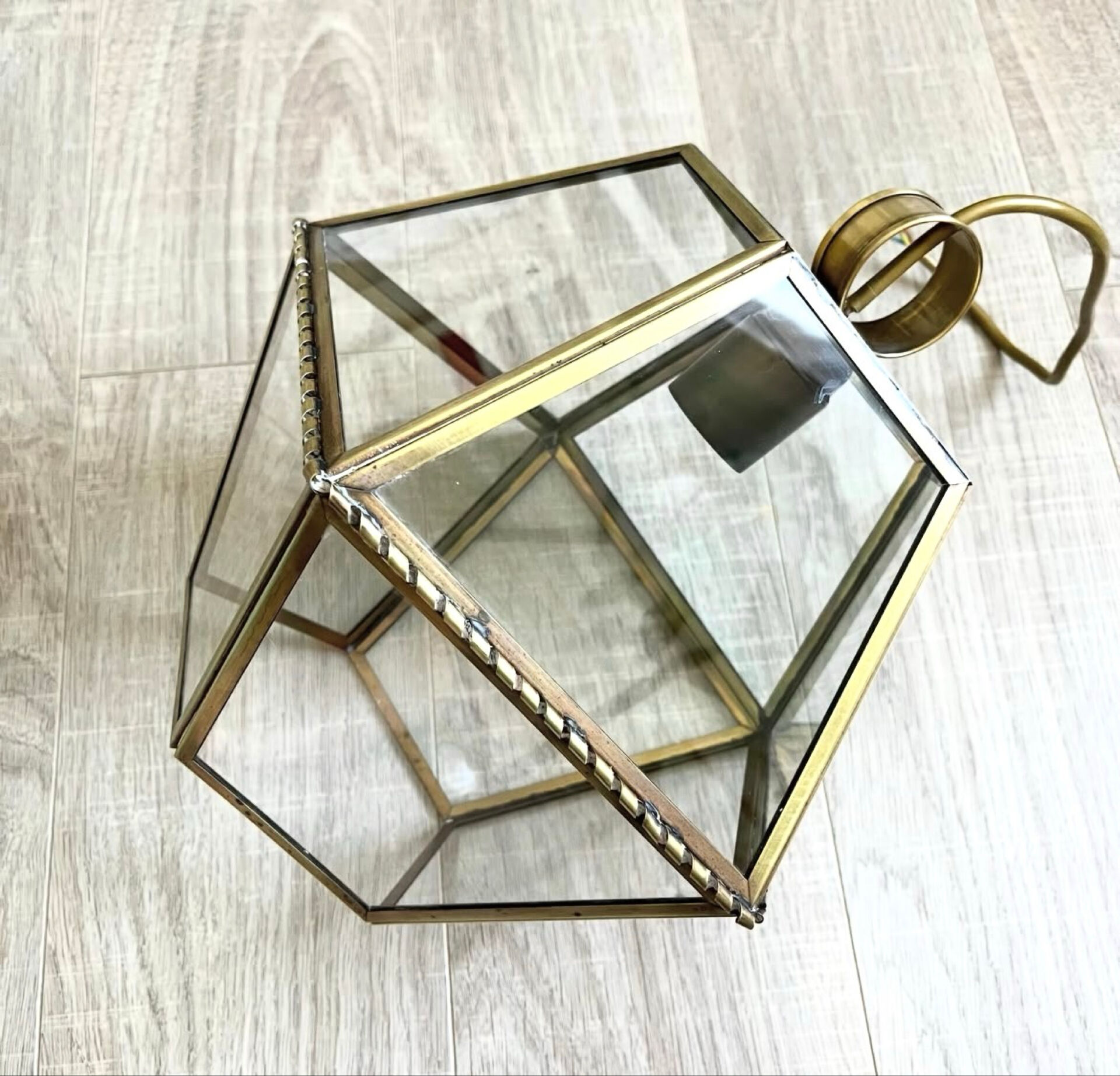 Vintage glass and brass pendant light