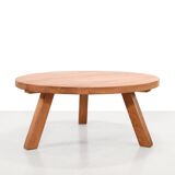 Brutalist Round Coffee Table in Solid Oak by Meubelfabriek Oisterwijk